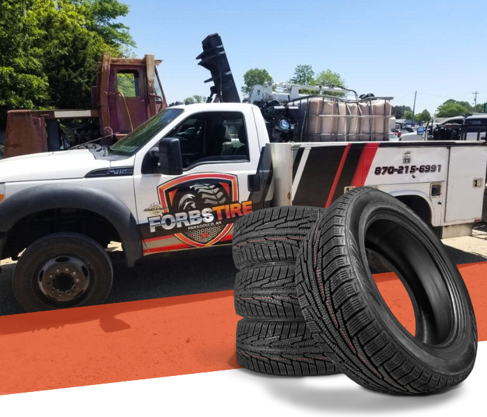 Forbs Tire Service Truck and tires
